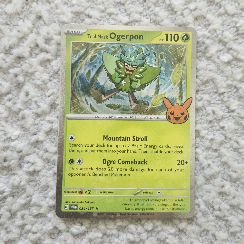 POKEMON TCG Card Teal Mask Ogerpon Trick or Treat BOOster Bundle Holo Rare 24 PZ